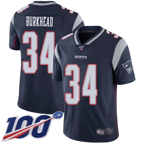New England Patriots Football #34 100th Season Limited Navy Blue Men Rex Burkhead Home NFL Jersey->youth nfl jersey->Youth Jersey